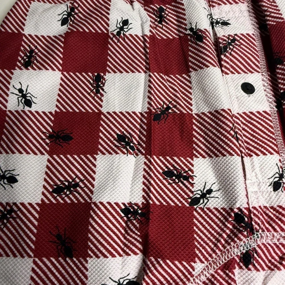 Go Buck Naked Mens Boxer Briefs Red White Gingham‎ Ant Print Size Medium